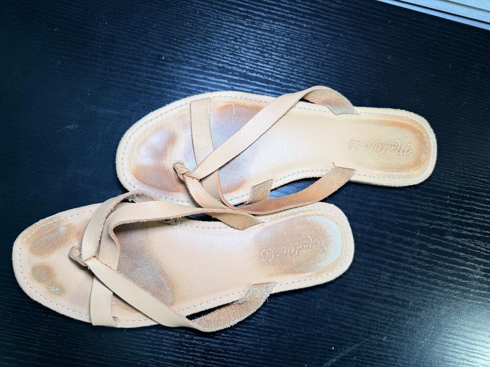 Madewell Leather Thong Sandals Brown Minimal Flat Slides Women’s Size 8.5
